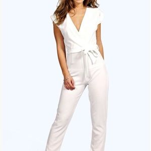 Ivory - Size 2 - Boohoo Petite Wrap Jumpsuit